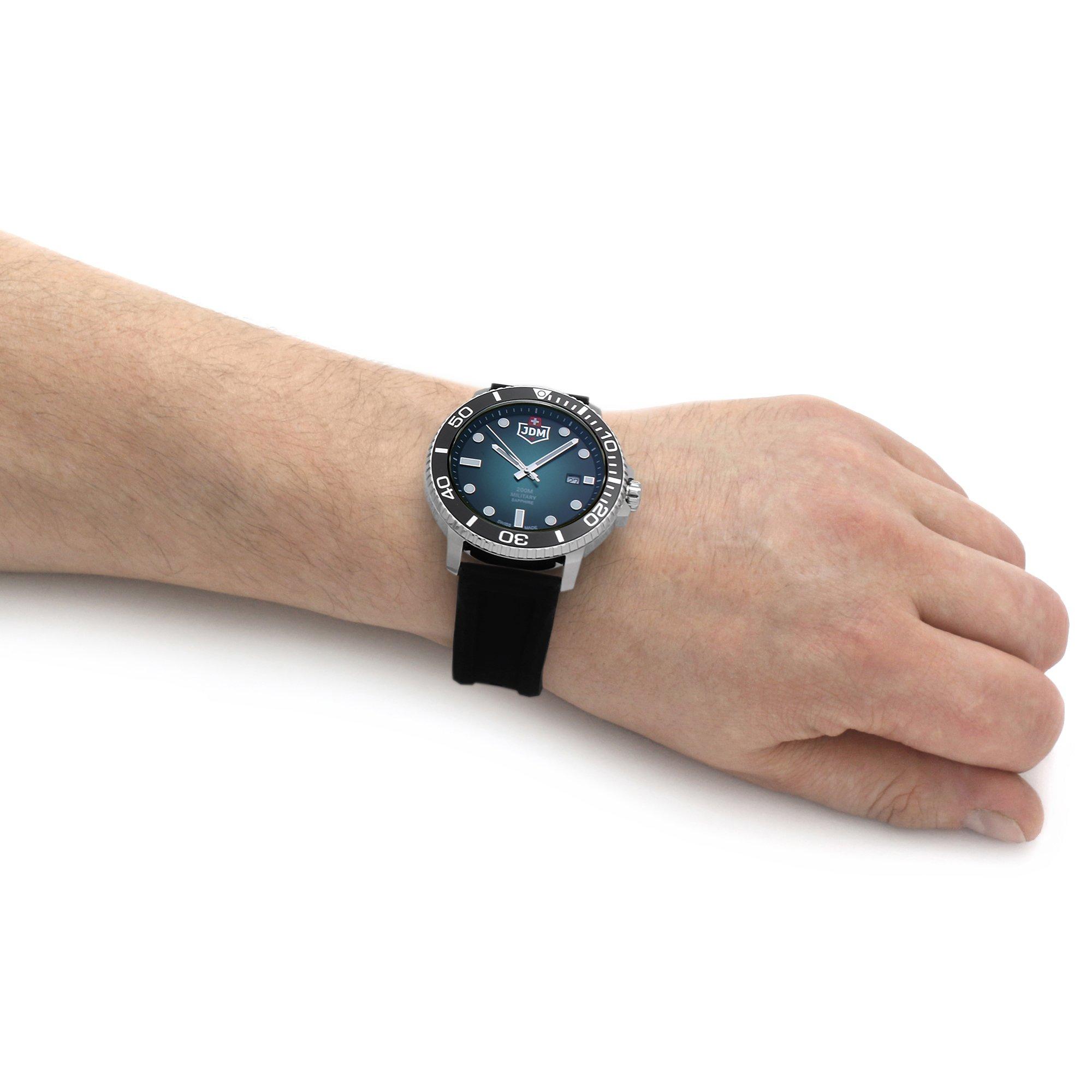 JDM Military Mens Tango Black Silicone Green Dial Watch