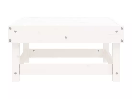Repose-pied de jardin blanc bois de pin massif