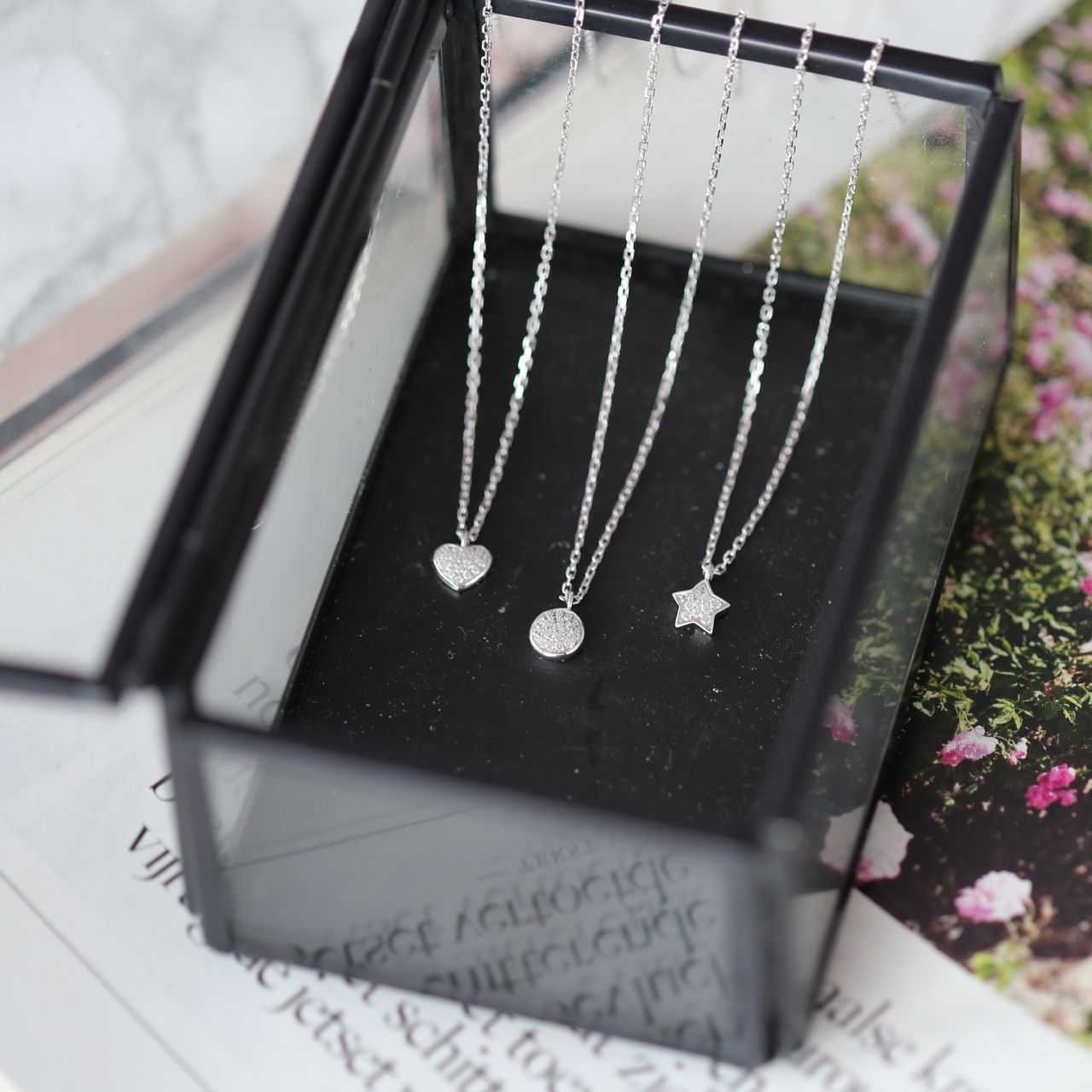 Zilveren ketting&hanger hart met zirkonia