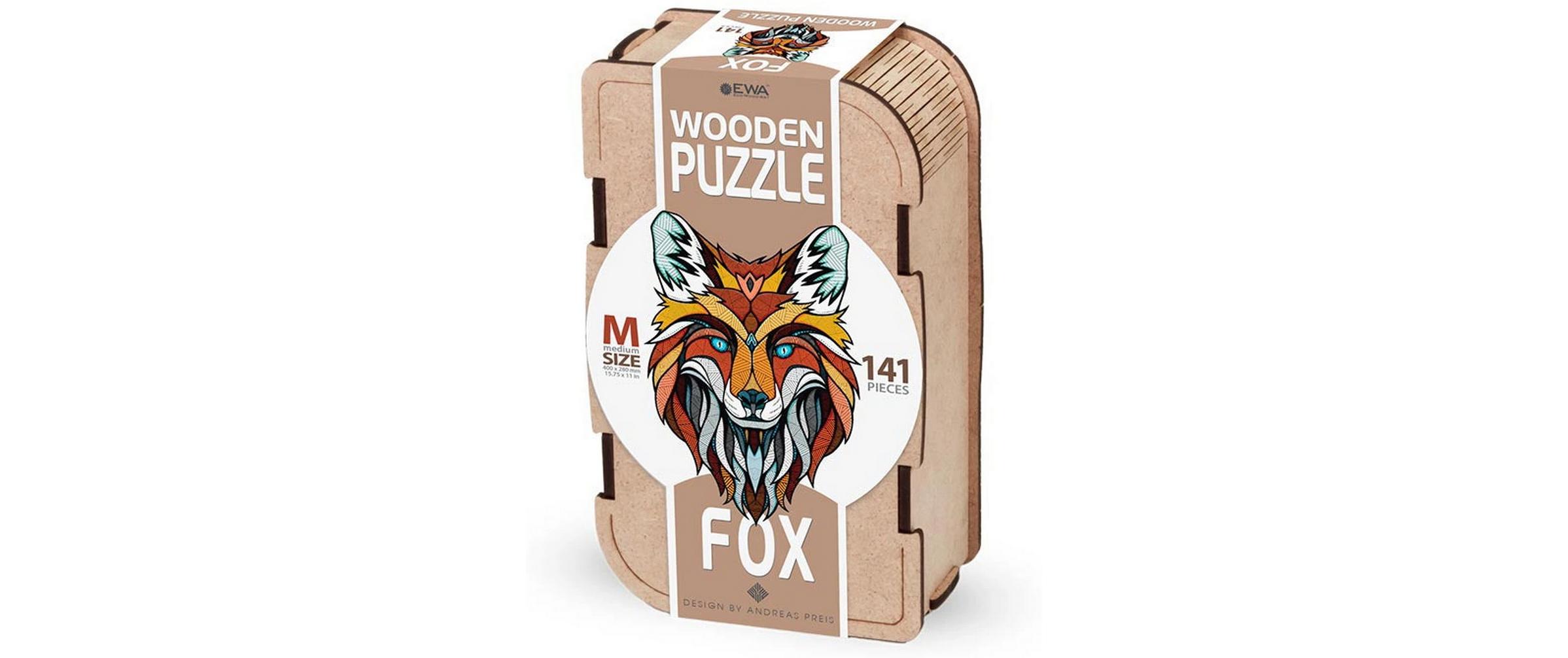Holz-Puzzle Fuchs 141 TeileFarbenfrohes klassisches Holzpuzzle mit ungewöhnlichen Teilen