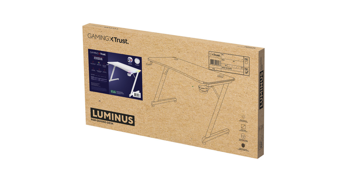 TrustGXT 709W Luminus RGB-gamingbureau gaming desk  (Wit)
