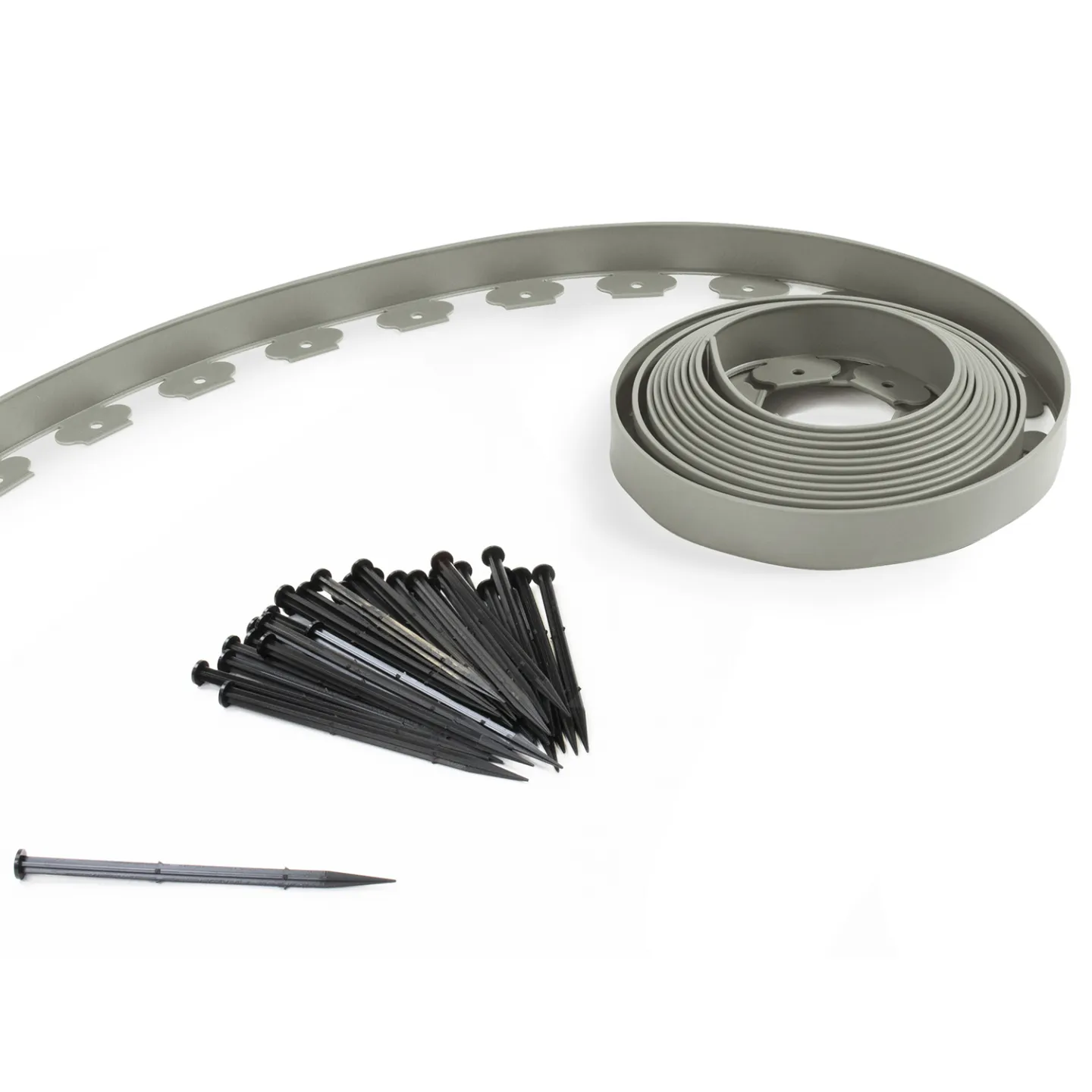 Bordurette de jardin flexible 10 M grise hauteur 5 CM + 30 piquets