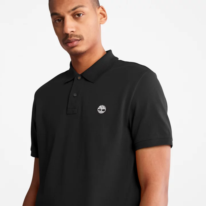 Camisa polo Millers River Pique para homem na cor preta.