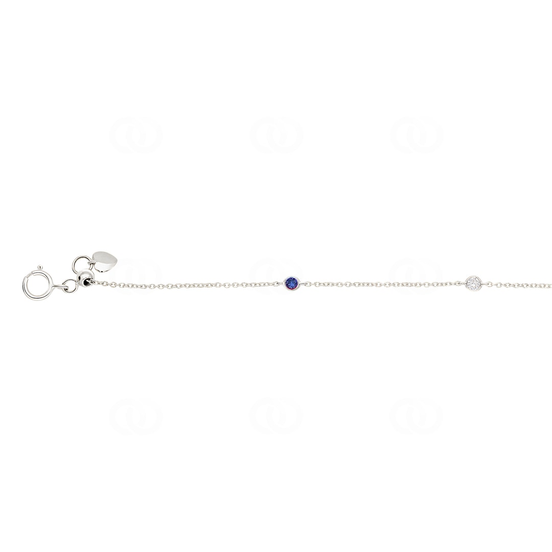 Armband 750/18 K Weissgold mit Saphiren & Diamanten 0.06 ct H/si
