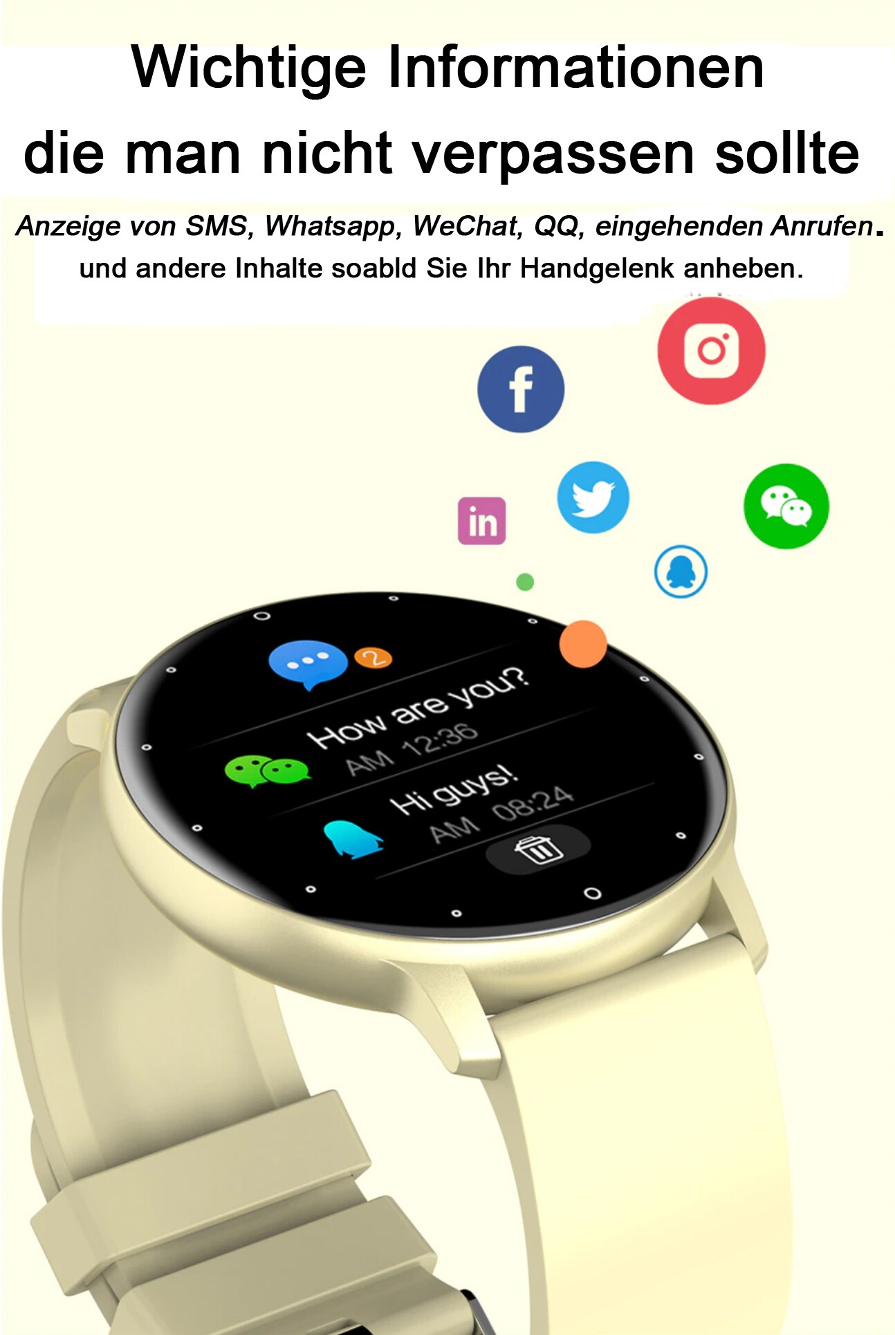 TPFNet Smart Watch / Fitness Tracker IP67 - Android & IOS - Rosa