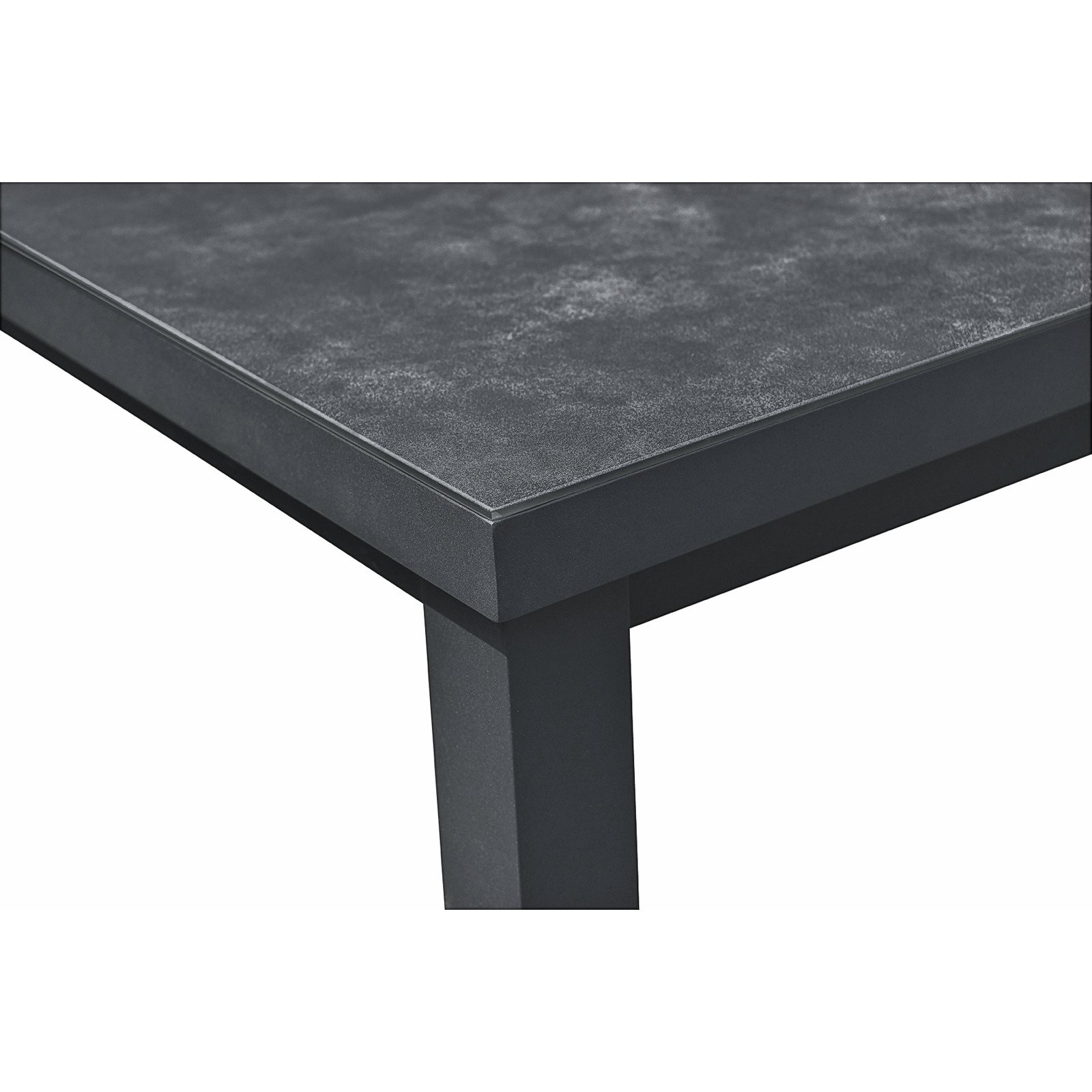 Tisch Sydney 180/240 x 75 cm mit Glasplatte in Keramik-Optik