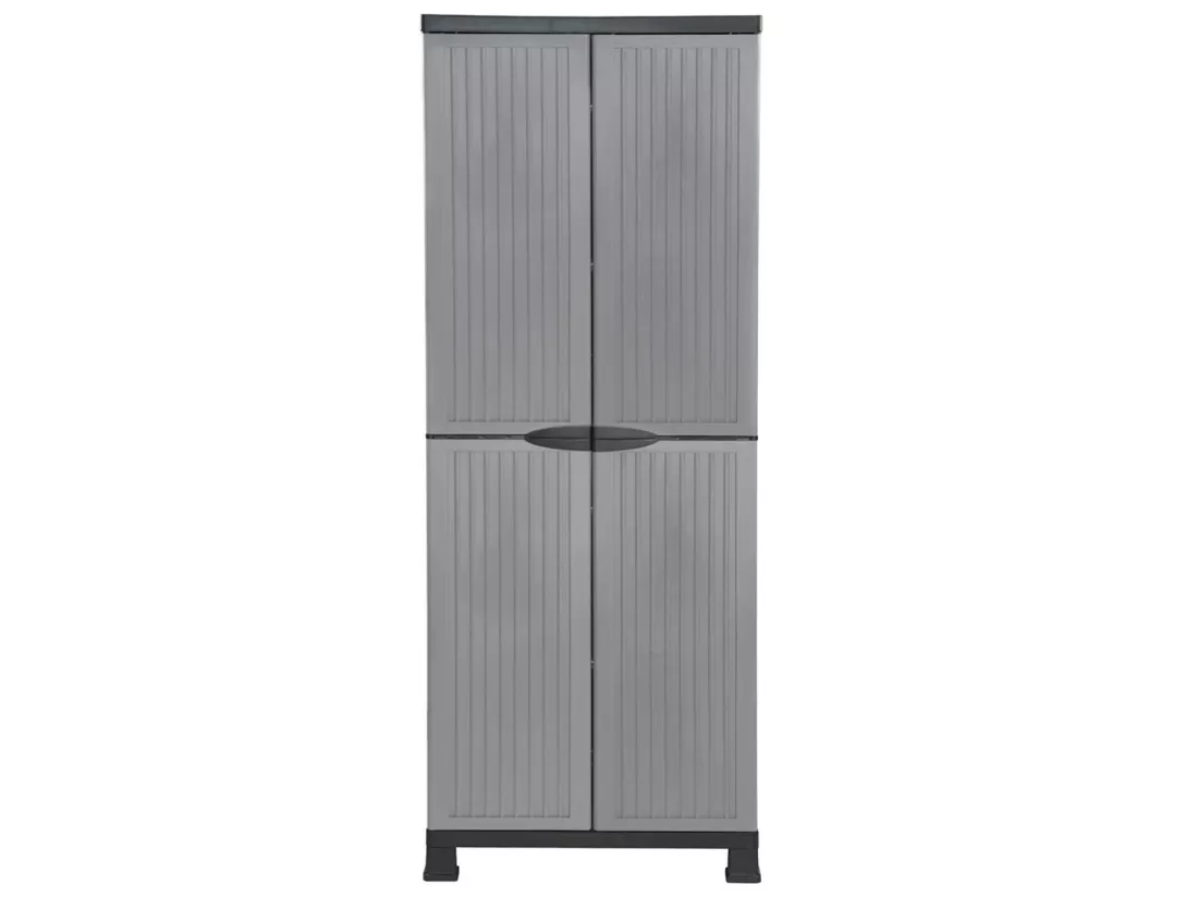 Armoire d'extérieur en résine, avec rangement pour balai et 4 étagères 171x68x39cm O91