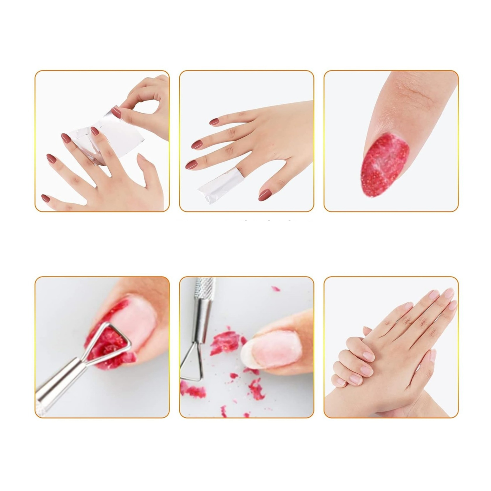 (100er Set) Nagel Lack Entferner Soak Off Aluminiumfolie Remover Wraps - Silber