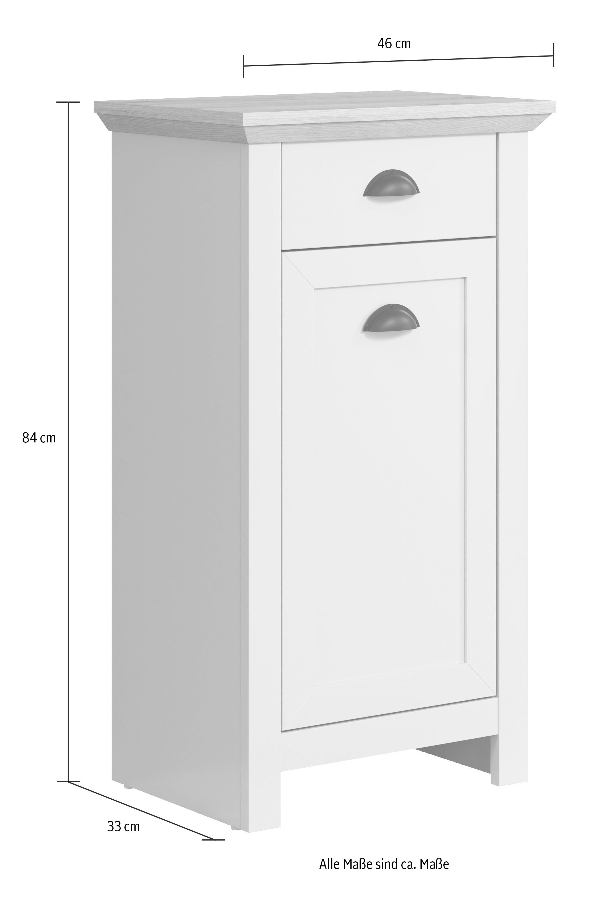 Home affaire Badkommode Unterschrank mit Muschelgriffen im Landhausstil - (B/T/H) 46/33/84 cm