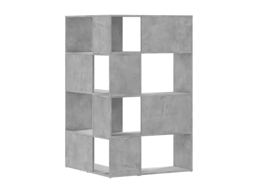 Bibliothèque d'angle à 4 niveaux gris béton bois d'ingénierie