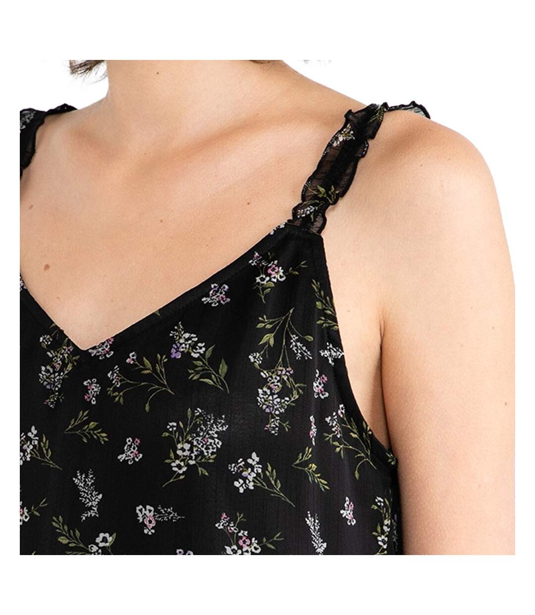 Top Noir à Fleurs Femme Vero Moda Debby