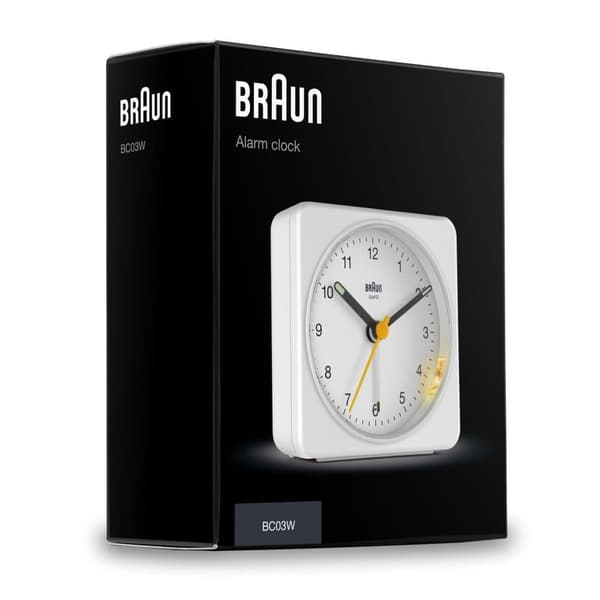 Braun vekkerklokke uten tikking. Med snooze og lys BC03W