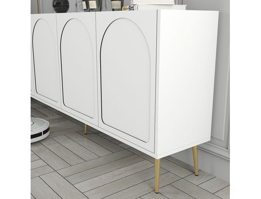 CONCEPT1 - Bahut Lyon blanc or 180 x 35 x 80cm