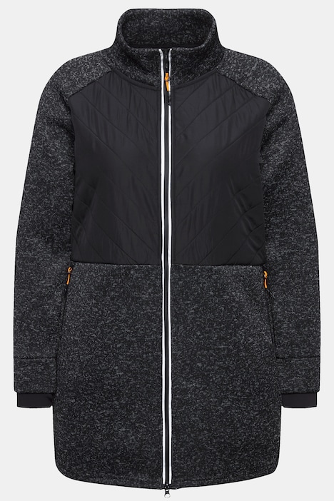 Long-Strickfleecejacke, 2-Wege-Zipper, Daumenloch