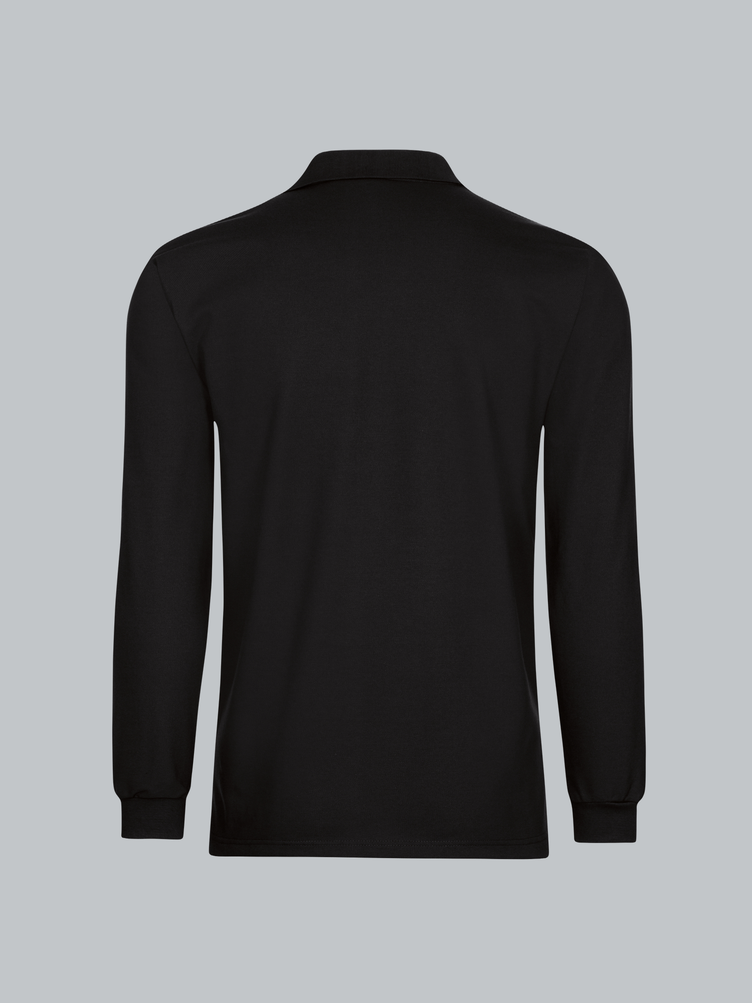 Langarm Poloshirt aus Baumwolle Schwarz