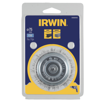 Irwin komstaaldraadborstel Ø75 mm voor (accu)boormachine. Voor schuren metaal.