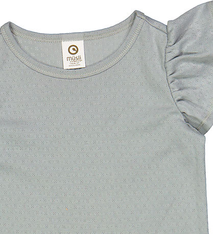 M?Slå T-shirt - Pointelle Frill - Jasmin Blue
