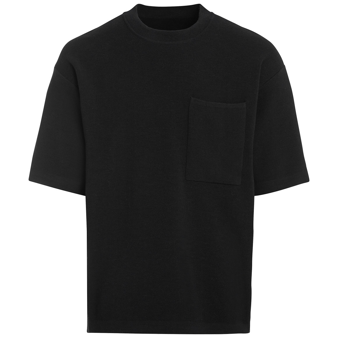 Jonas Nielsen Herren Strick-T-Shirt mit Brusttasche schwarz