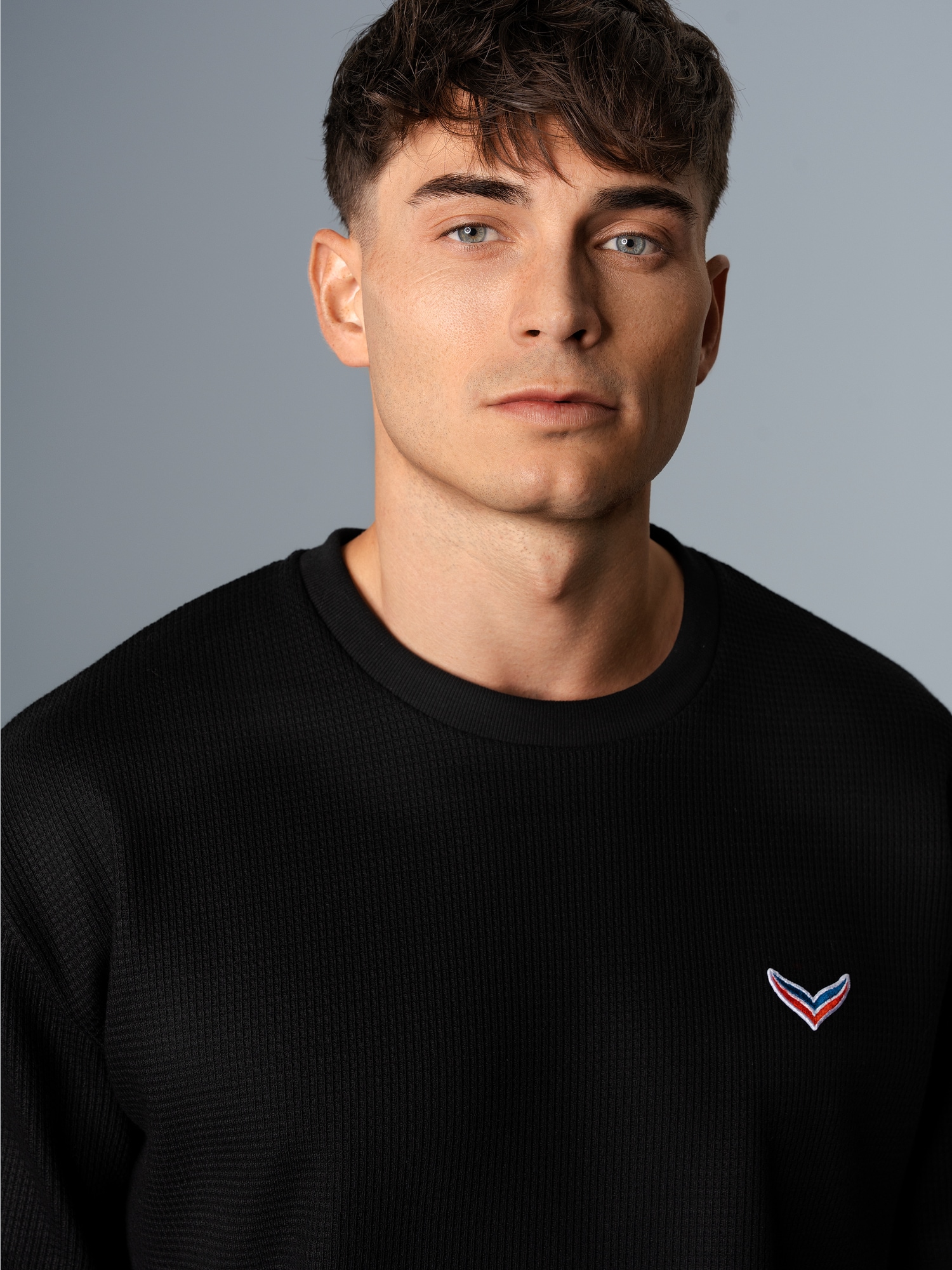 Oversized T-Shirt in Waffeloptik Schwarz