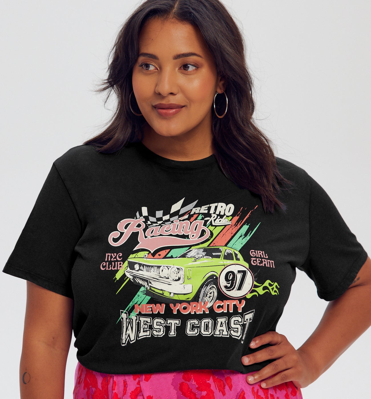 T-shirt à motif placé Femme - Imprimé noir