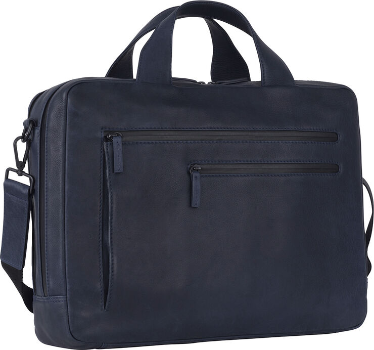 Leonhard Heyden Briefcase with zipper 2 comp. Blue
