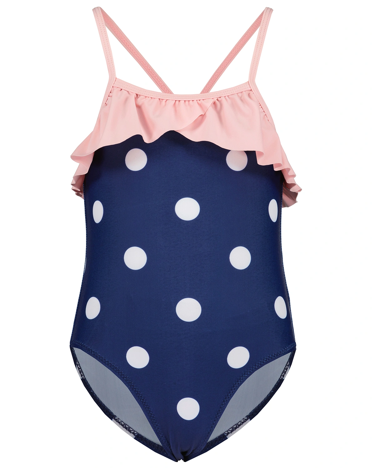 Badeanzug BIG DOTS mit Rüschen in blau