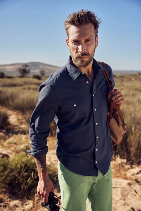 Leinenmix-Hemd, Langarm, Kentkragen, Modern Fit, bis 8 XL