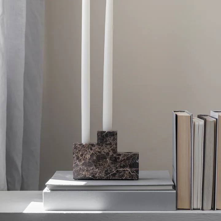 Mette Ditmer - Step Kerzenhalter, six Travertine leinen