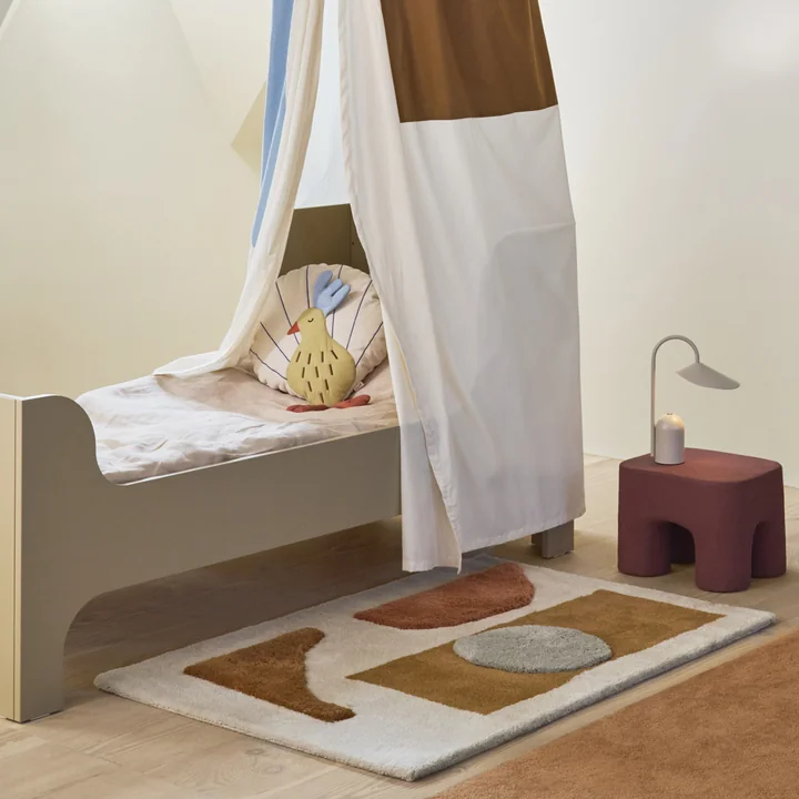 Ferm Living - Bloco Tuftteppich, 120 x 180 cm, blush / off-white