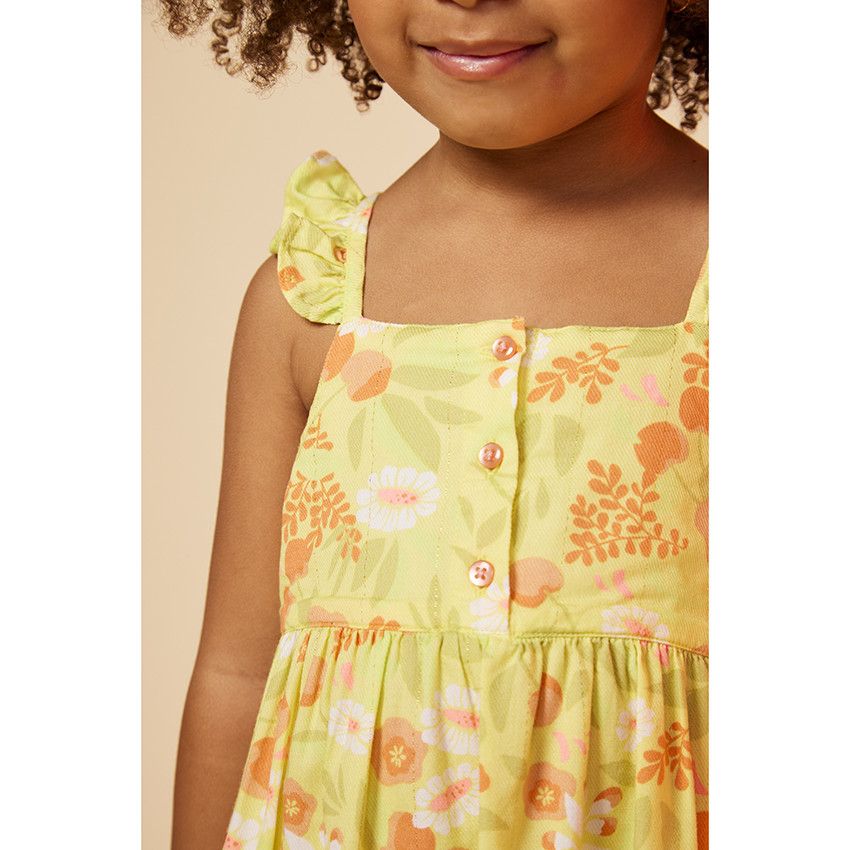 Robe à bretelles imprimé fleurs pour bébé fille - Blanc