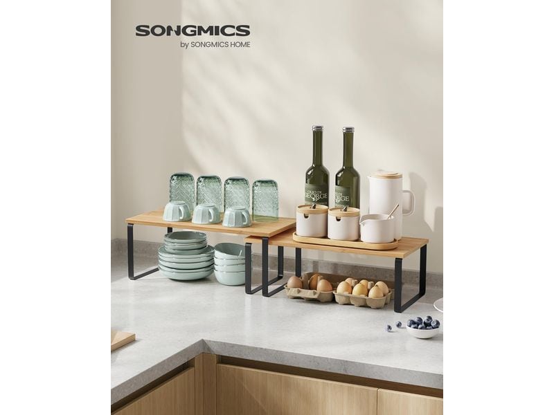 Songmics Regal 2er Set Braun/Schwarz Gewürzregale mit Metallrahmen