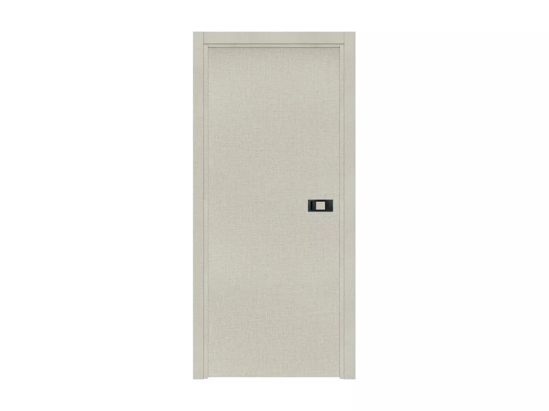 Bloc-porte pose fin de chantier collection Premium Miro avec poignée Exclusive noire, H.204 x l.73 cm, aspect textile opale, réversible