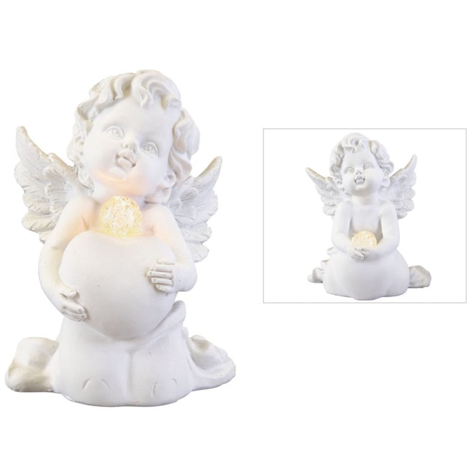 Putte mit LED-Ball - aus Polyresin - 10 x 9 x 13 cm - 1 Stück