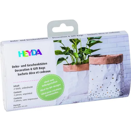 Heyda Papier Dekobeutel weiß/nattur S, 2 Stück