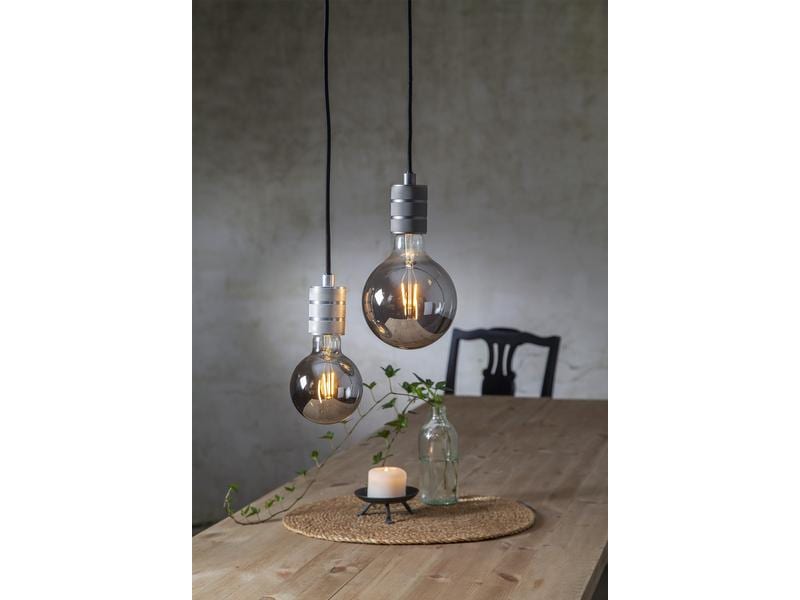 Star Trading Lampe Plain Smoke G95 1.8 W (13 W) E27 Warmwei Filamentleuchtmittel in Globeform mit geschwärztem Glas