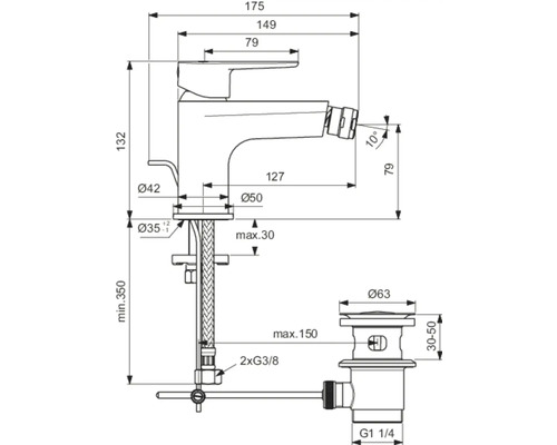 Ideal standard bidetmengkraan CERAFINE O chroom BC705AA