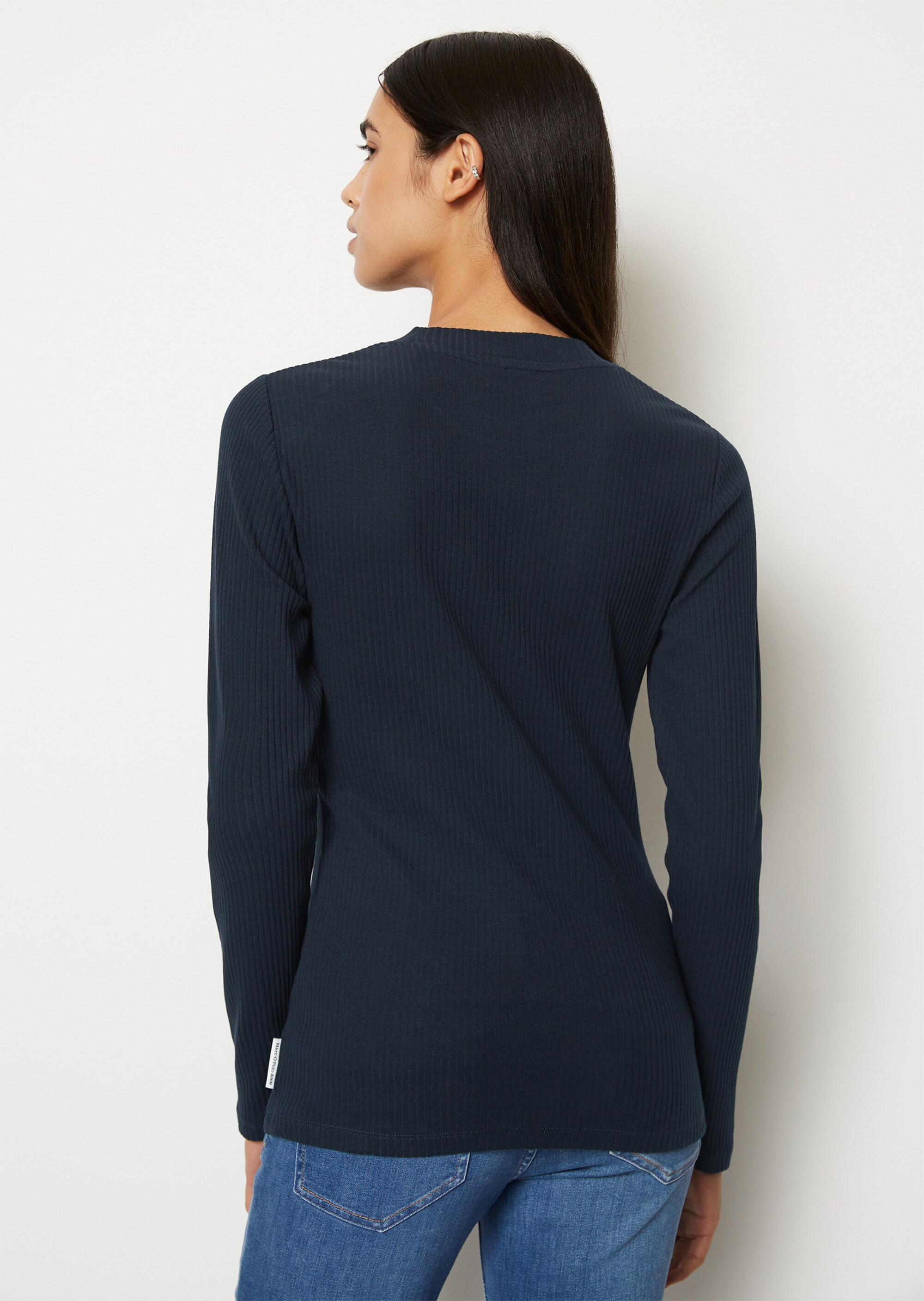 Geripptes Rundhals-Longsleeve regularaus Organic Cotton-Jersey