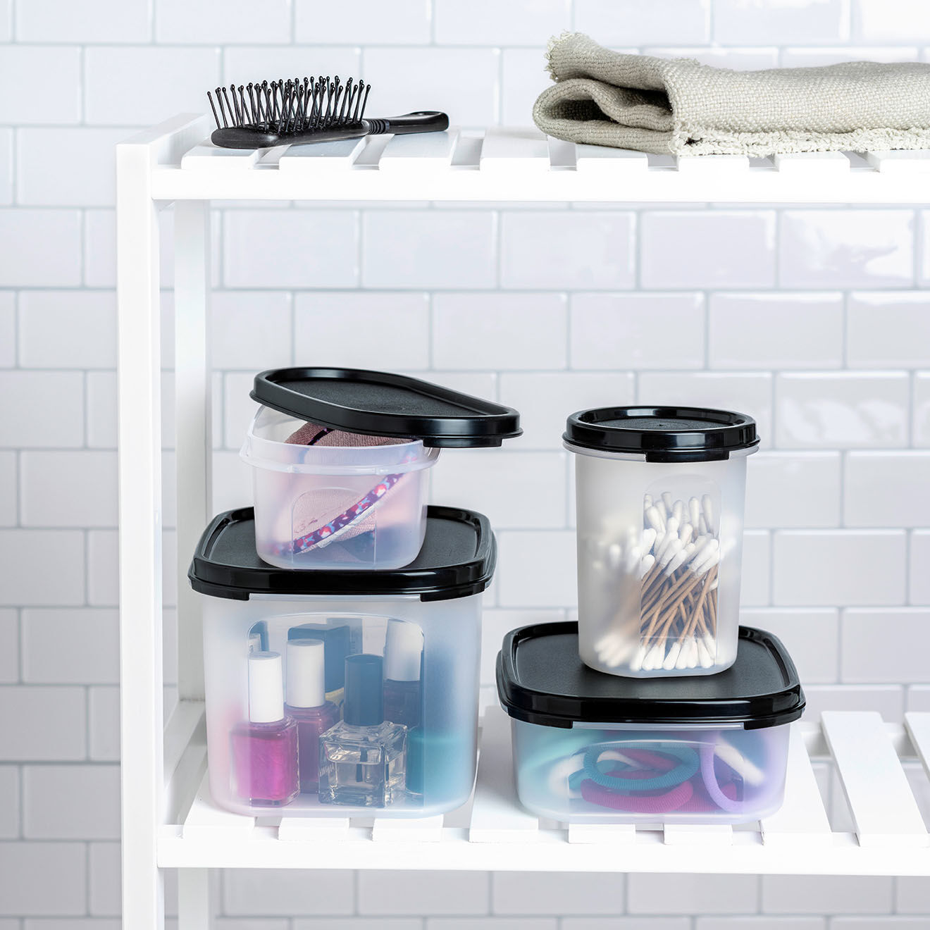 Tupperware Boite de conservation avec couvercle transparent/couvercle noir - 440 ml