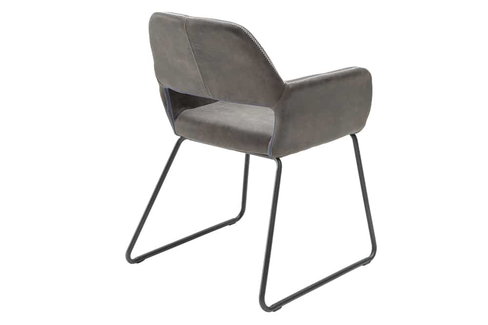 Design Stuhl MUSTANG antik grau Microfaser mit Armlehne