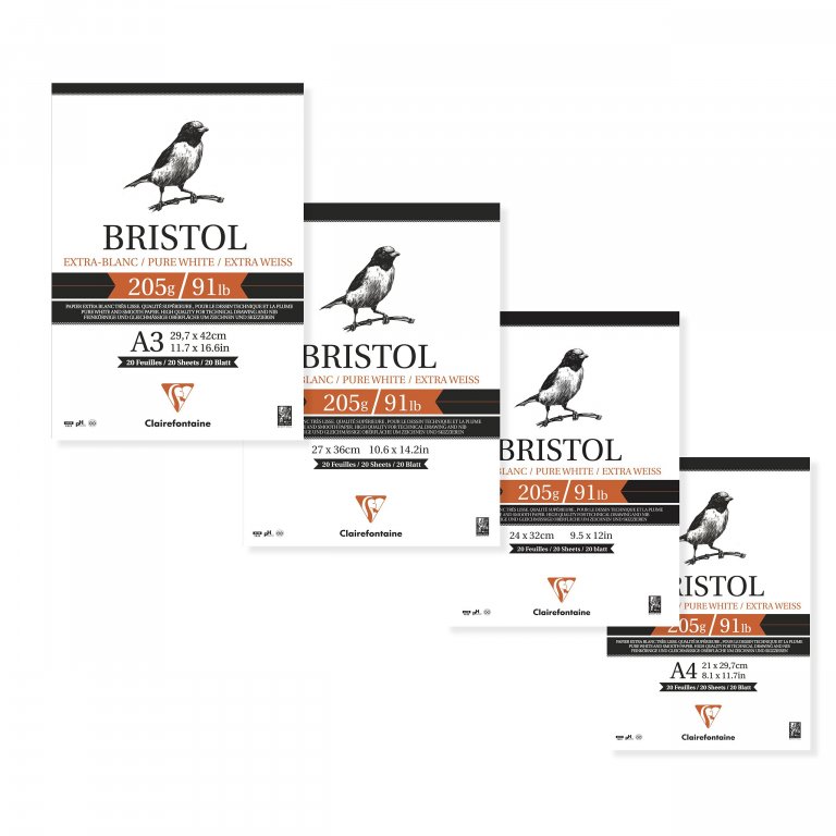 Clairefontaine Bristol Zeichenblock weiß, 205 g/m²