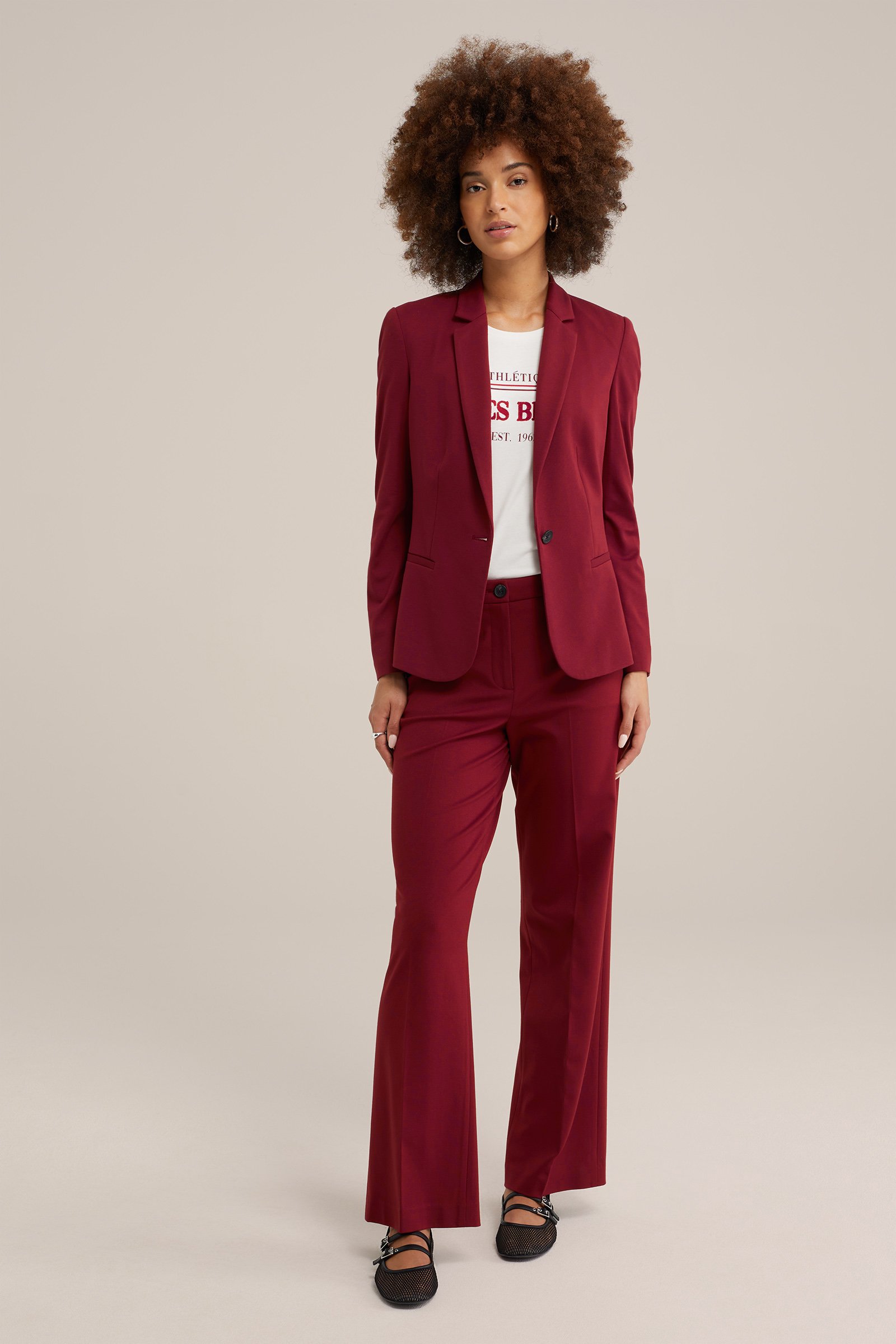 getailleerde jersey-stretch blazer WE Fashion Vuurrood