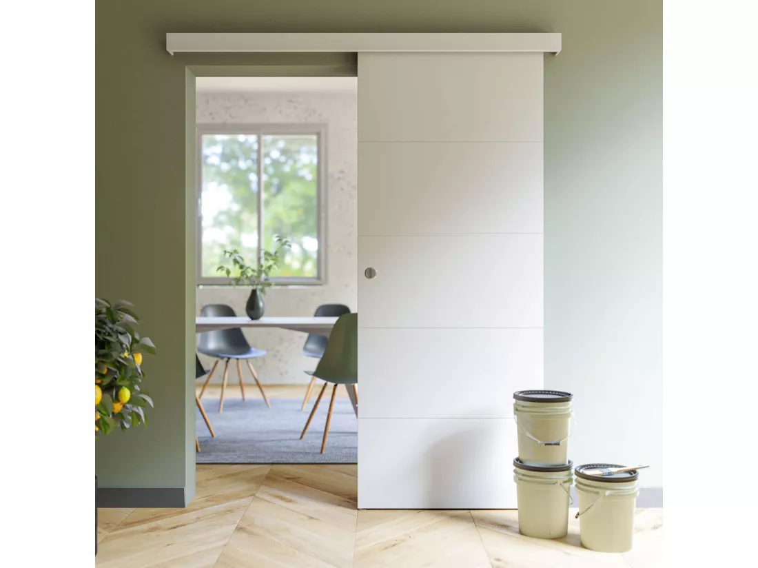 Porte Coulissante Seule - Prépeinte Ligne 83 cm