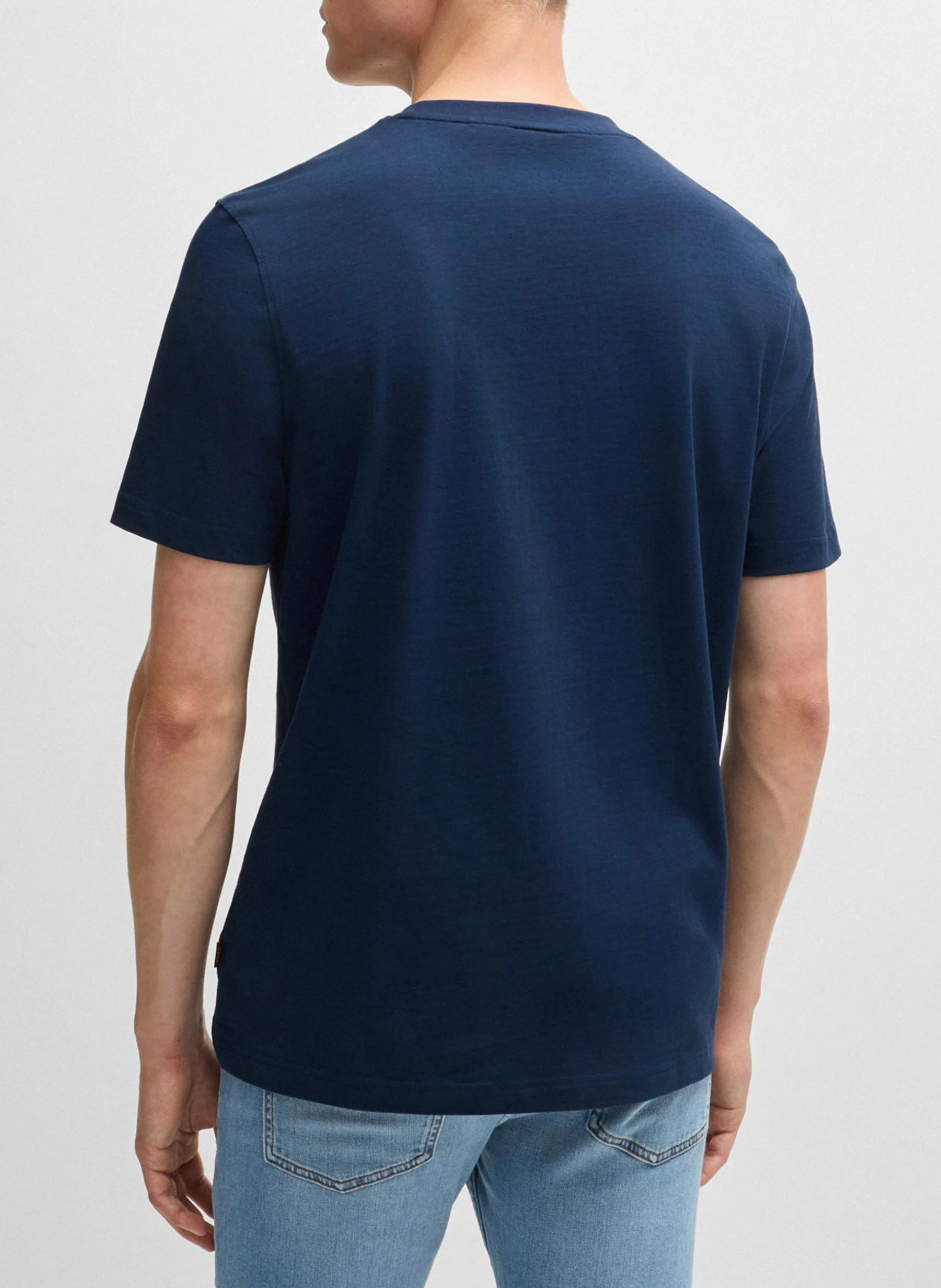 Tee-shirt col rond en coton | Bleu