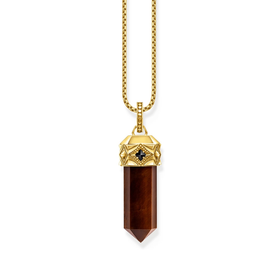 Thomas Sabo Rebel Crystal Anhänger rotes Tigerauge in Kristallform vergoldet