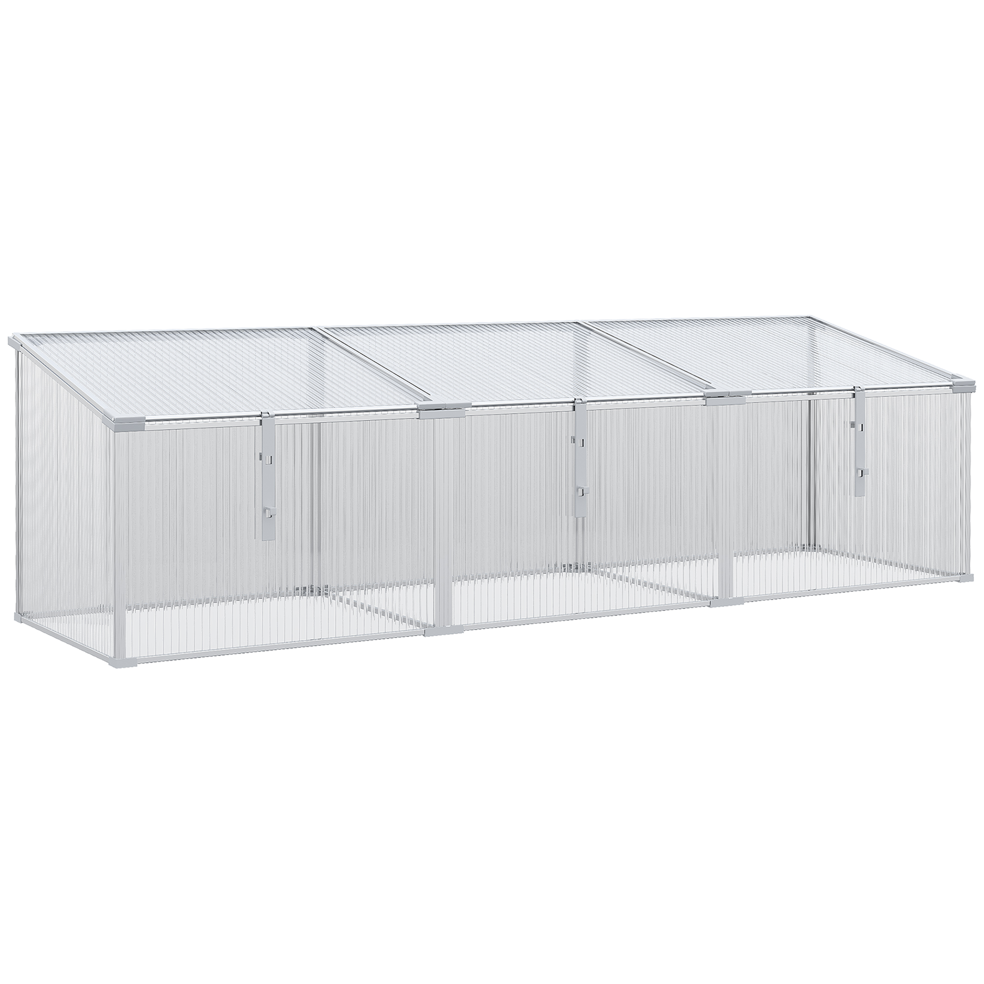 Estufa de jardim Outsunny em policarbonato e alumínio, 180x51x51 cm, com 3 coberturas ajustáveis, proteção UV30+, para horta, terraço ou pátio. Transparente.
