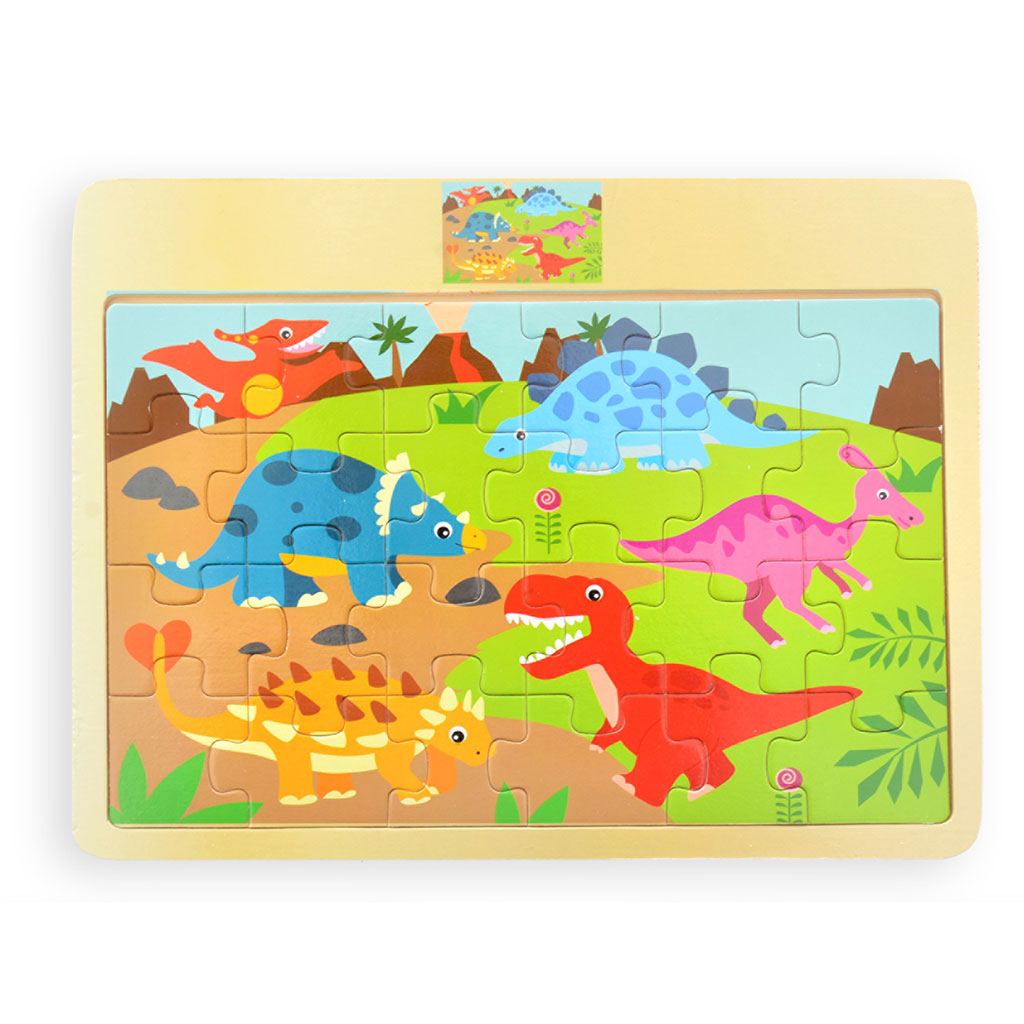 Puzzle animaux en bois 24 pièces 30x22x0.8cm