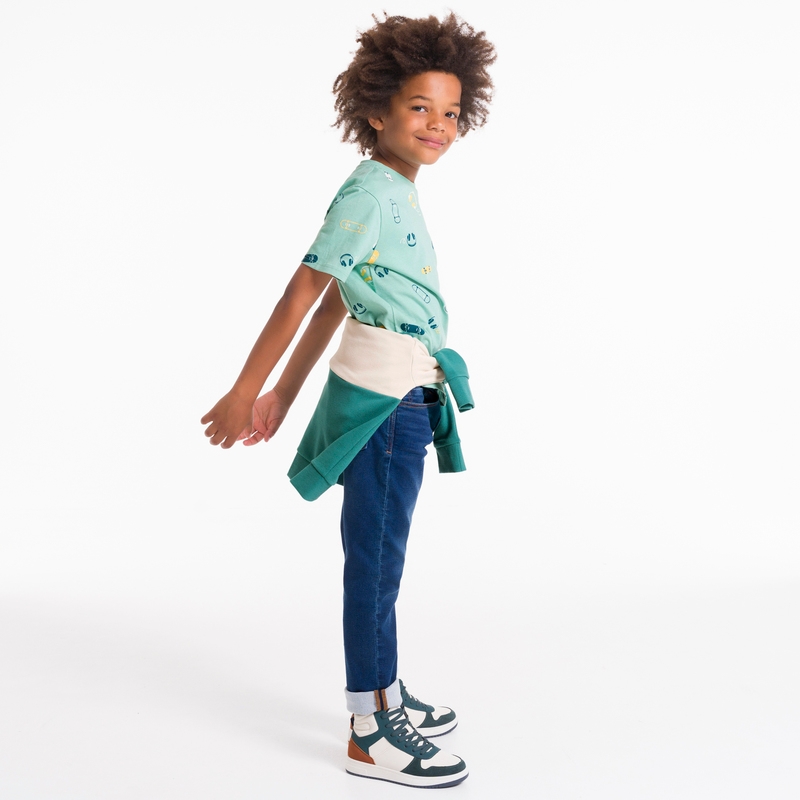T-shirt imprimé manches courtes vert garçon