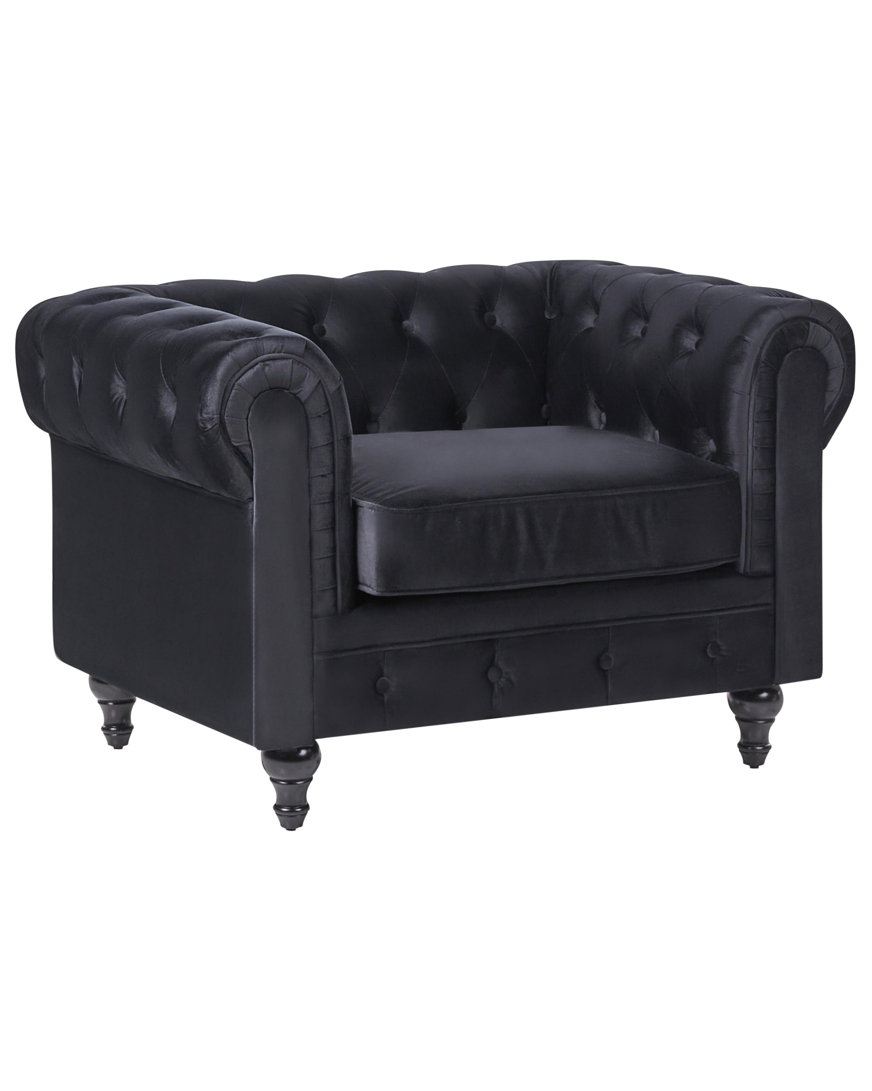 Fauteuil CHESTERFIELD Fluweel Zwart