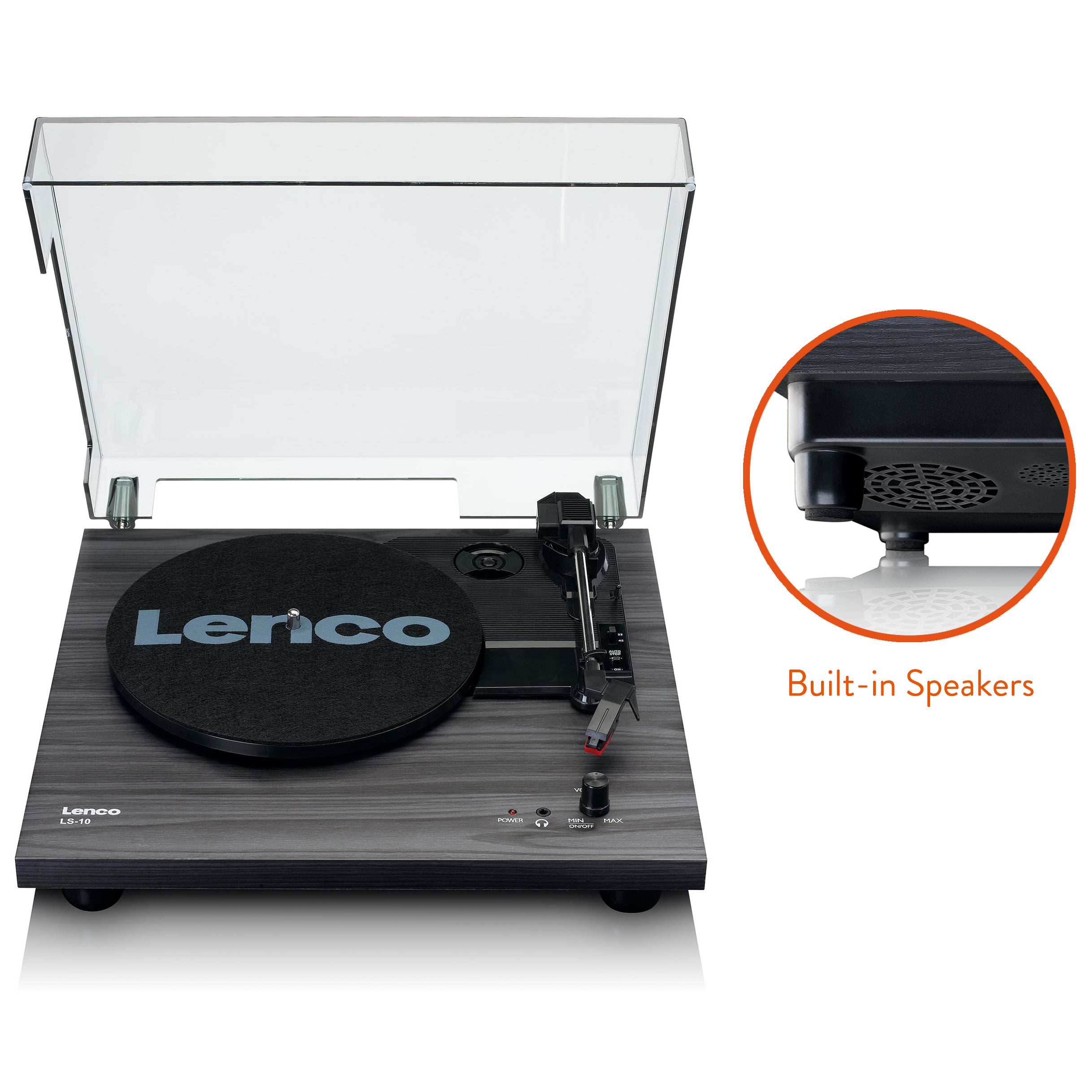 Lenco LS-10BK zwarte platenspeler met ingebouwde speakers
