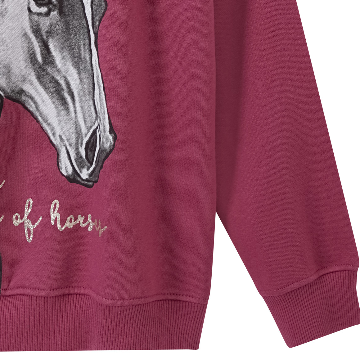 Yigga Mädchen Sweatshirt mit Pferde-Motiv dunkelrot